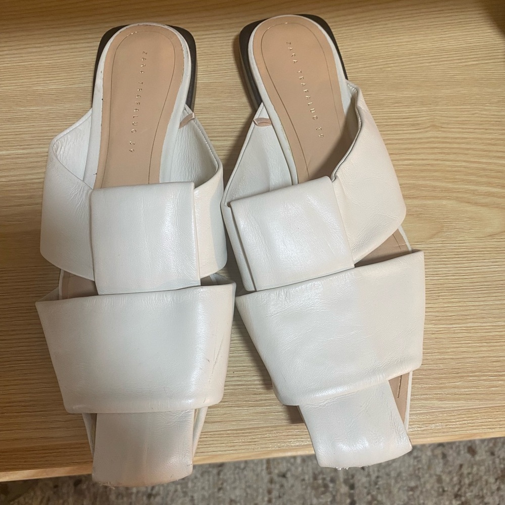 ZARA bone color slides Women's Sandals